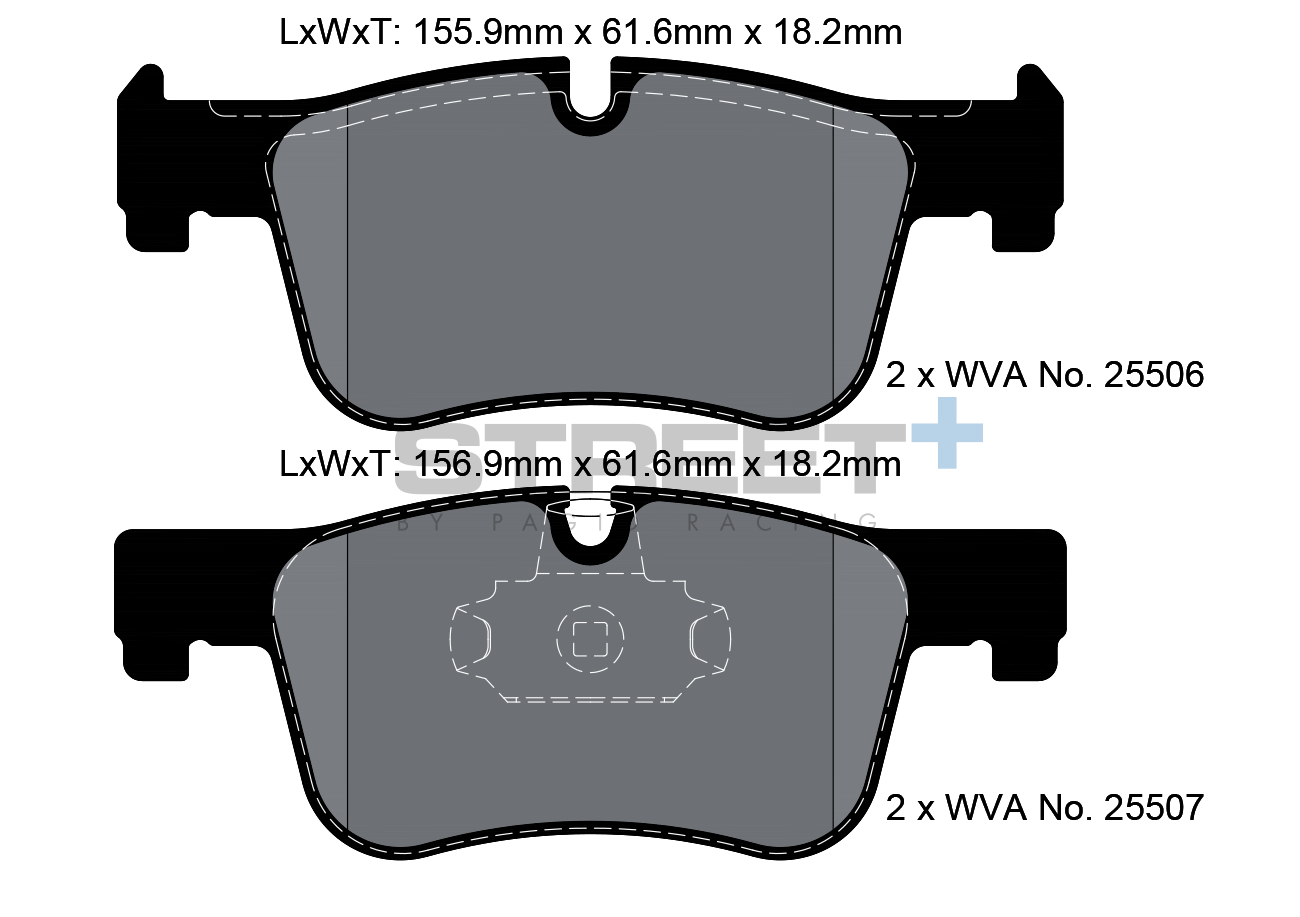 Plaquettes de frein PAGID Street+ Racing VA 25506 adaptées à BMW