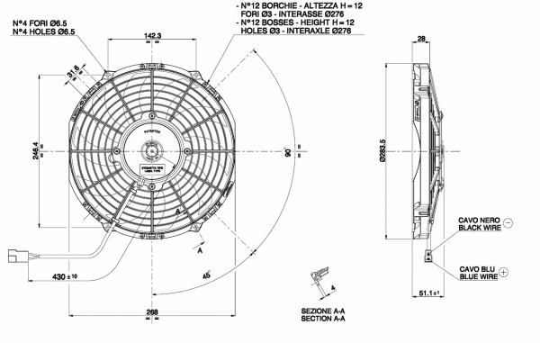 Ventilateur de radiateur D284 - D255 aspirant SPAL