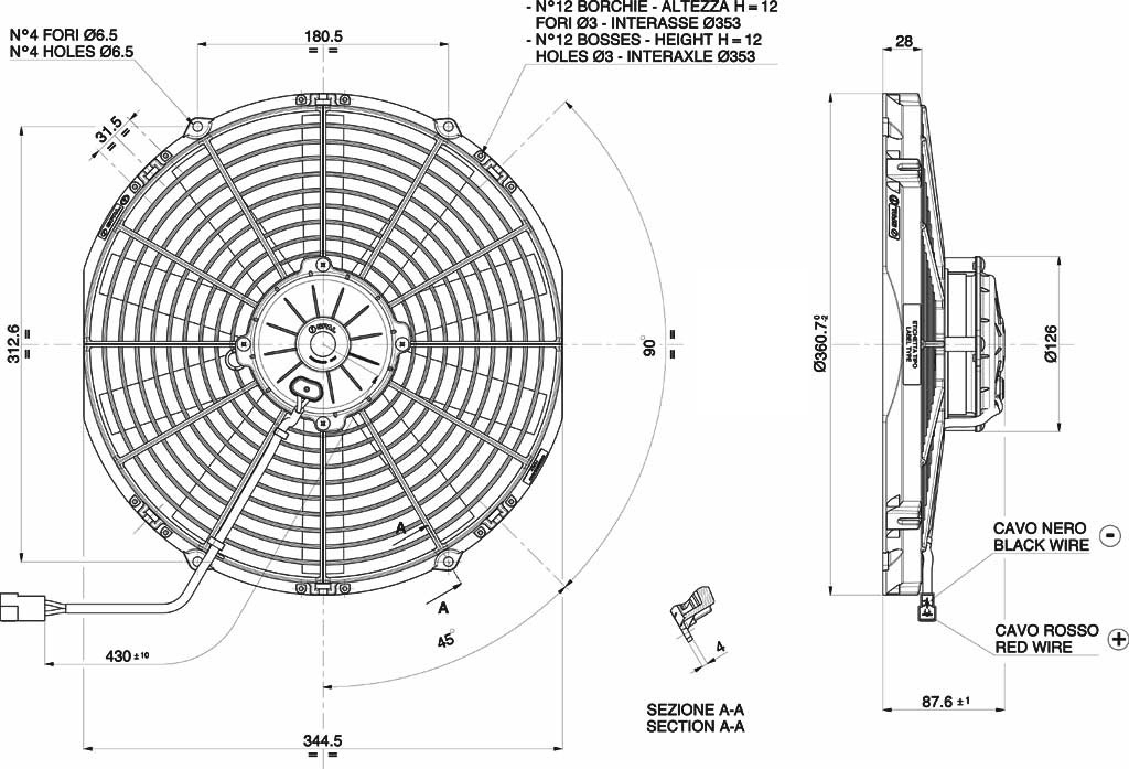 Ventilateur de refroidissement D360 - D330 soufflant SPAL