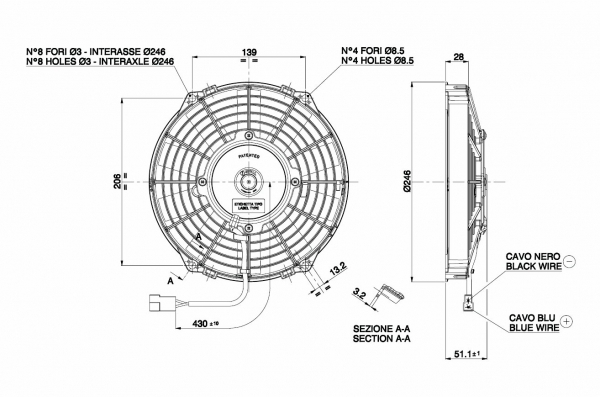 Ventilateur de refroidissement D247 - D225 soufflant SPAL