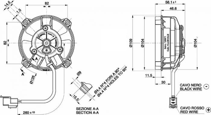 Ventilateur de radiateur D109 - D96 aspirant SPAL