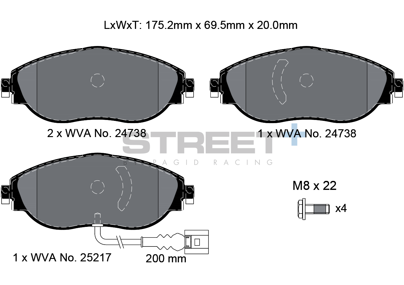 VW & Audi Racing Bremsbeläge VA 8202 Street+ PAGID