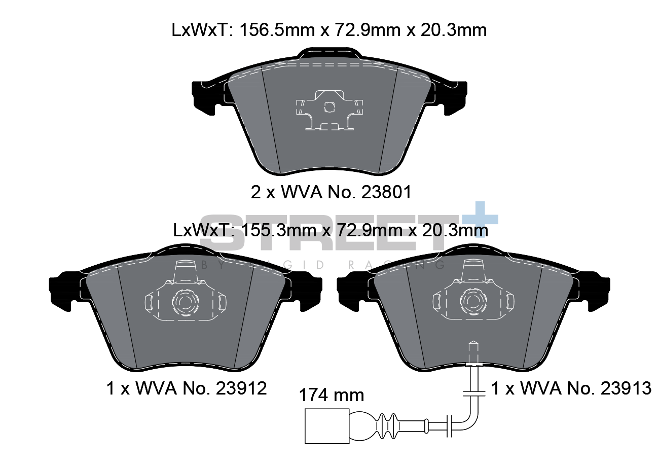 Plaquettes de frein VW & Audi Racing VA 8001 Street+ PAGID