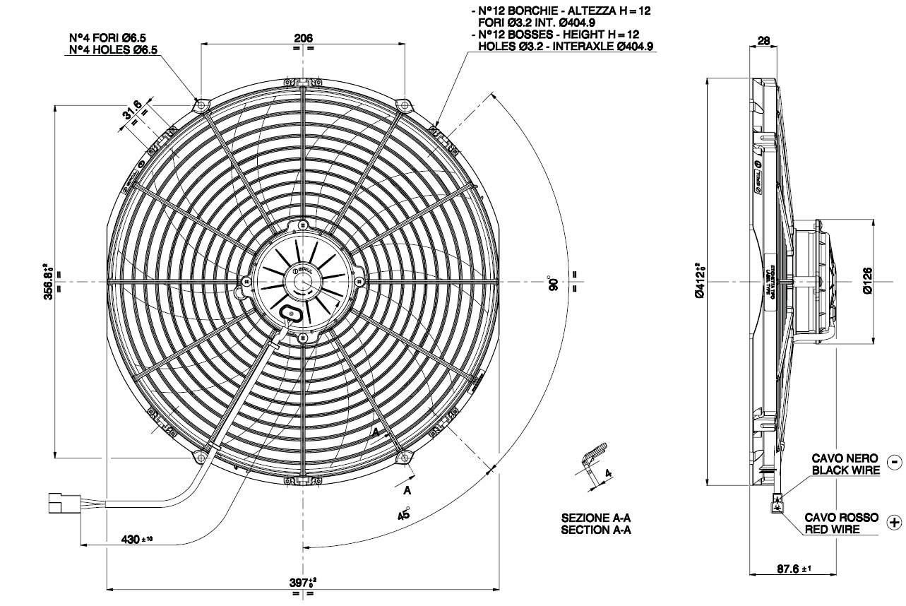 Ventilateur de refroidissement D414 - D385 aspirant SPAL