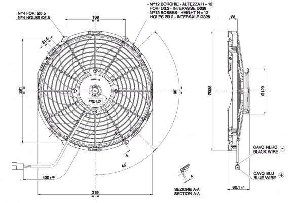 Ventilateur de refroidissement D336 - D305 aspirant SPAL