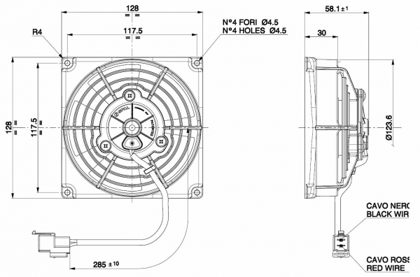 Ventilateur de radiateur D128 - D115 aspirant SPAL