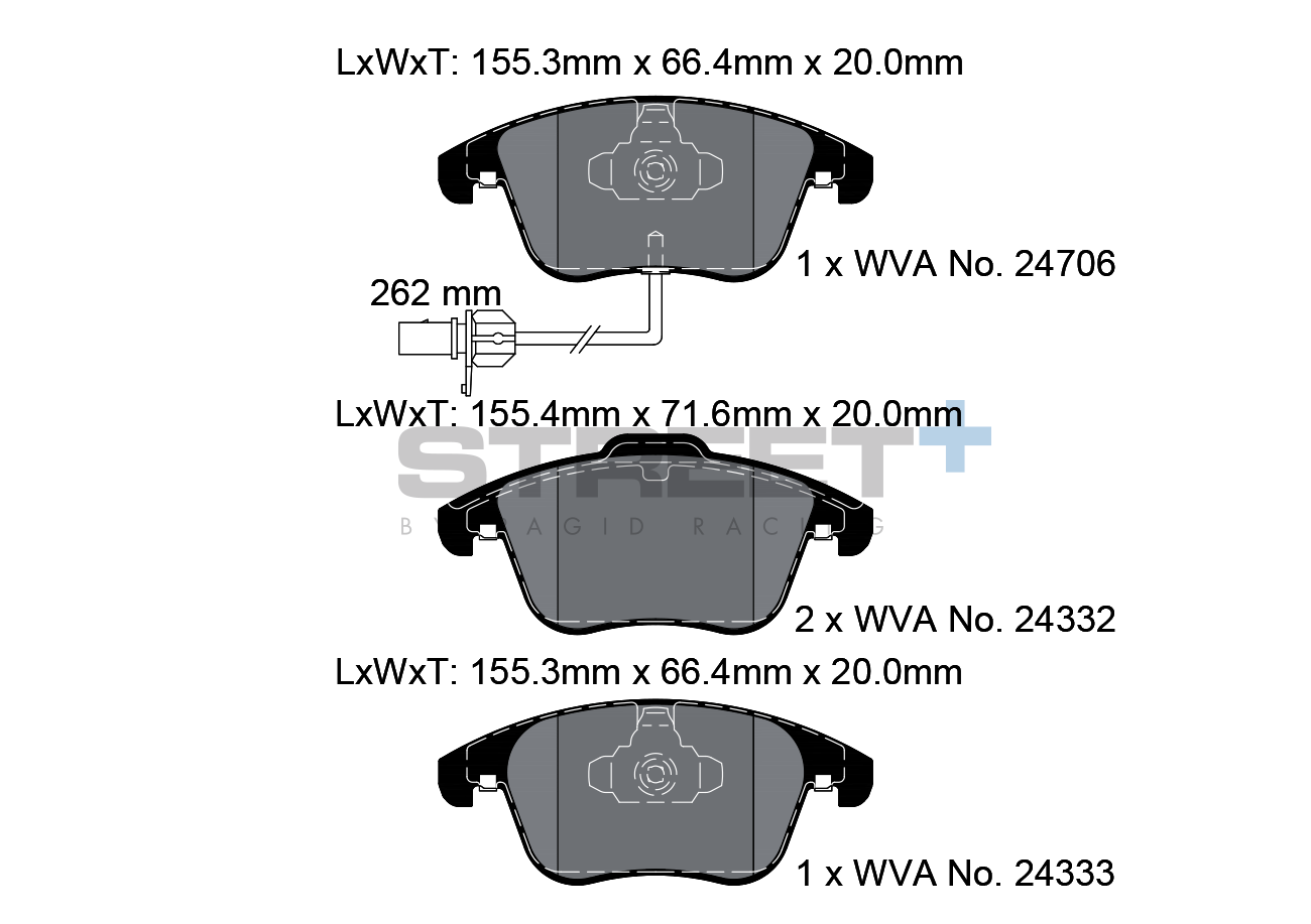 Audi Racing plaquettes de frein VA 24706 Street+ PAGID