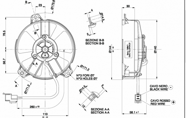 Ventilateur de refroidissement D144 - D130 aspirant SPAL