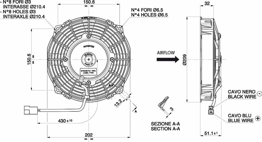 Ventilateur de refroidissement D210 - D190 aspirant SPAL