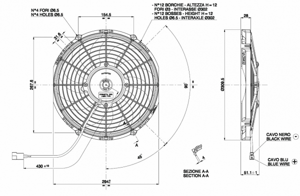 Ventilateur de refroidissement D310 - D280 aspirant SPAL