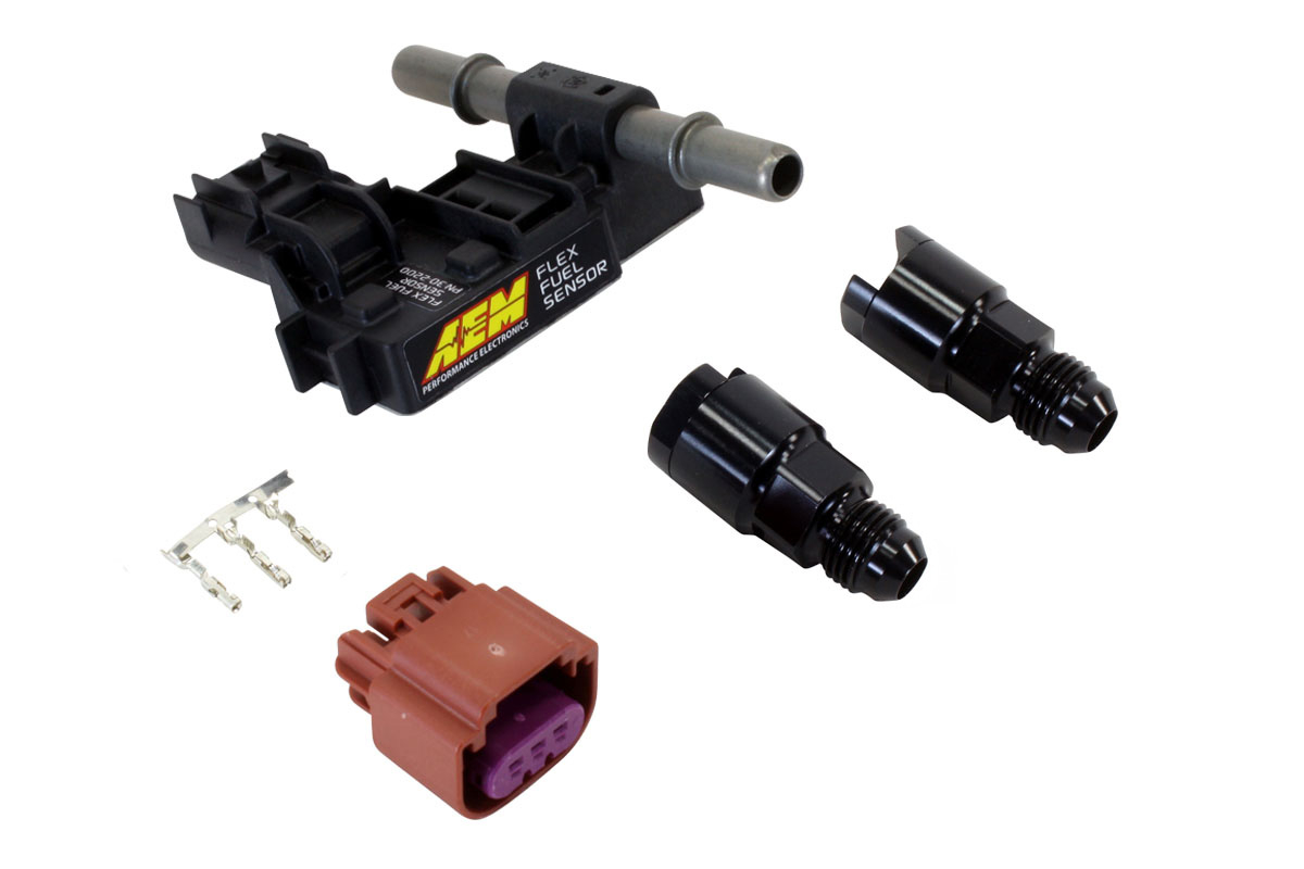 Ethanol content flex fuel sensor kit with 6 AN connections AEM