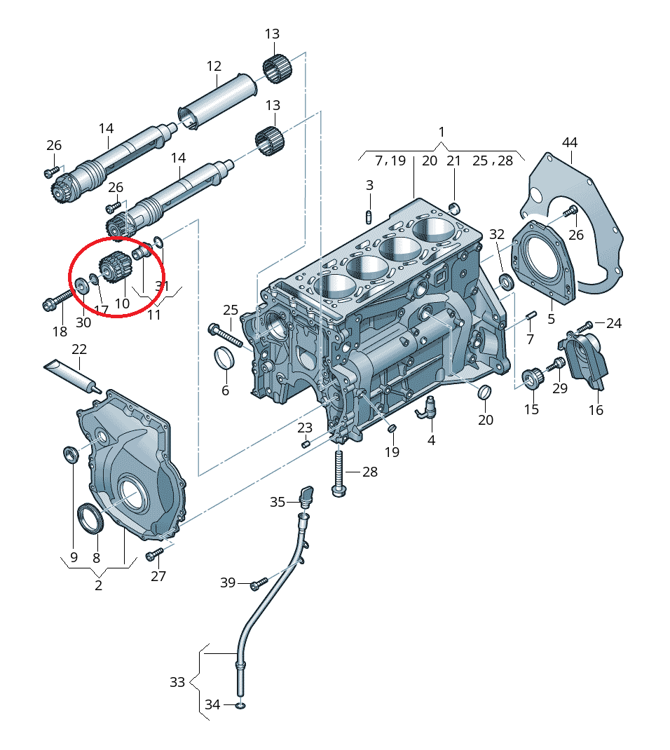  2.0 TSI EA888 Gen.3 MQB Pignon d'entraînement central Chaîne de distribution BAR-TEK®