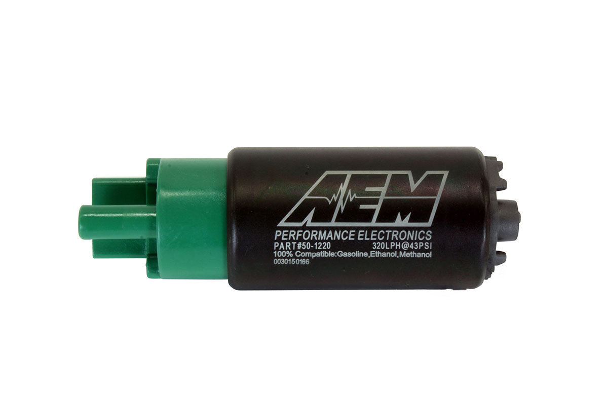 320lph E85 high flow fuel pump with offset inlet AEM