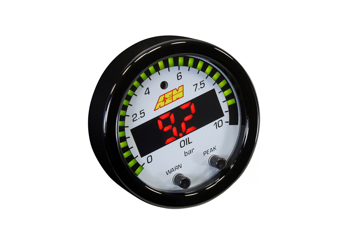 AEM X-Series 10 bar oil pressure indicator