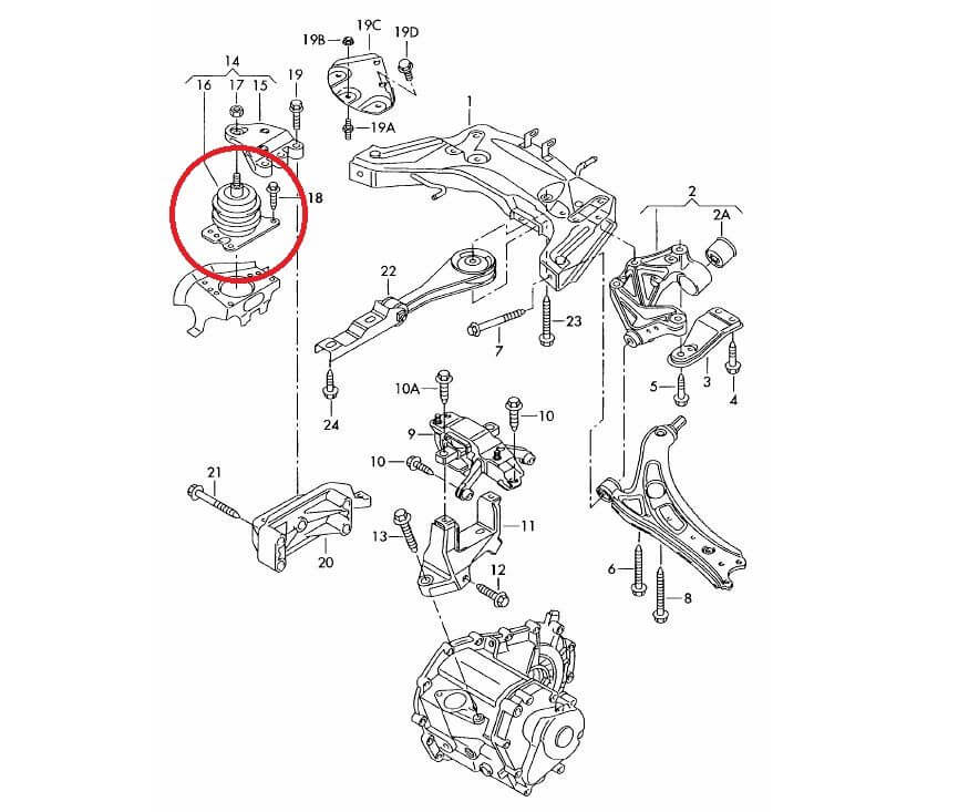 Support moteur droit haute performance ( route ) VAG210M