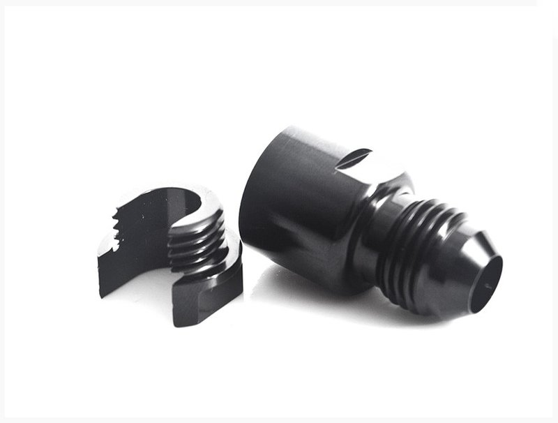 6AN Male x 3/8 SAE Quick-Disconnect Female Threaded Cap Fitting,Black  Finish